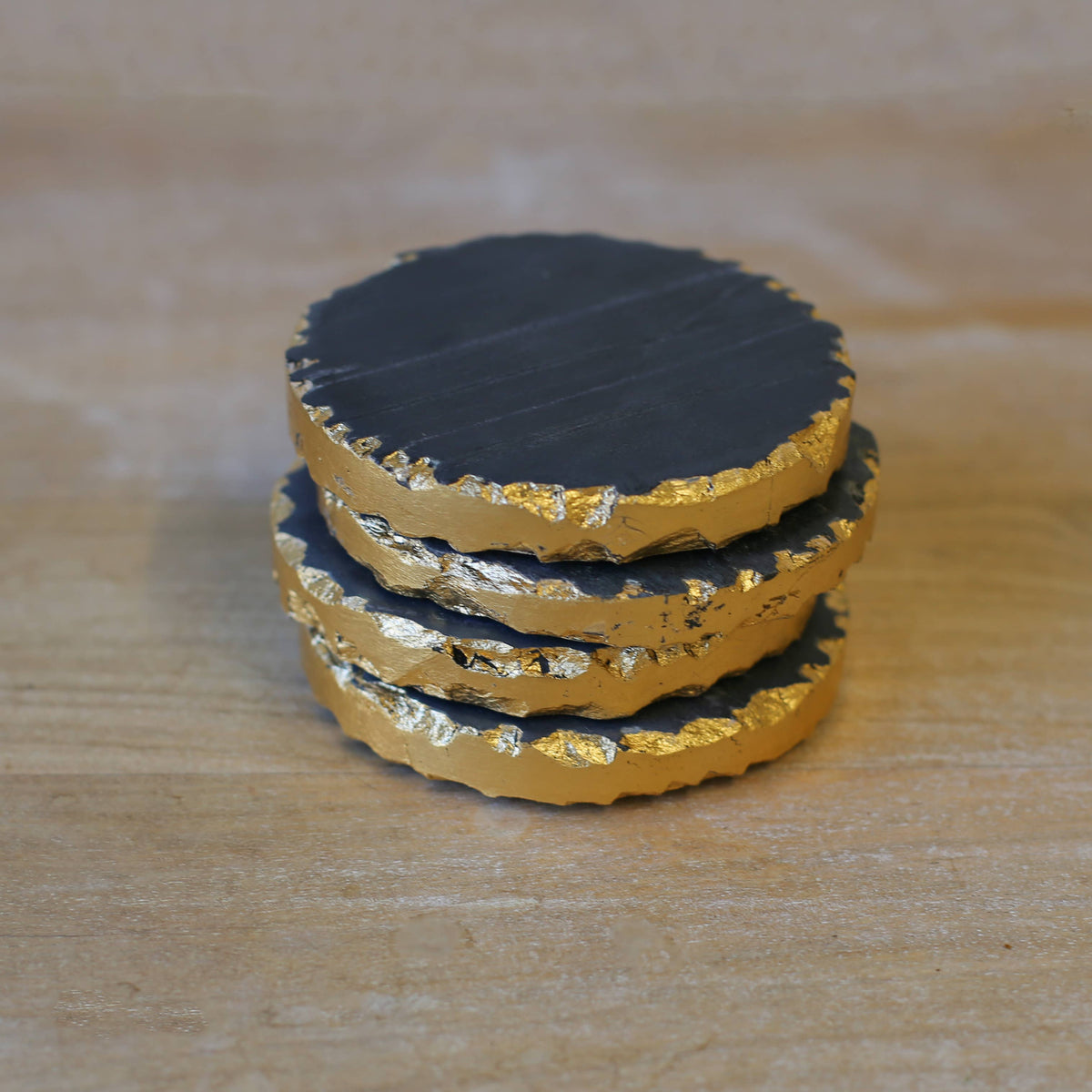 Vieste Marble Coasters Black/Gold Set of 4