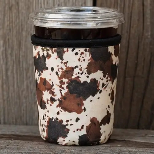 Brown Cowhide Drink Sleeve Cozy