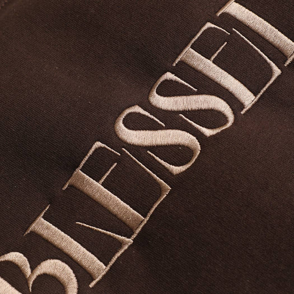 Fashion City - BLESSED Embroidered Fleece Heavyweight Sweatshirt: BLACK / M