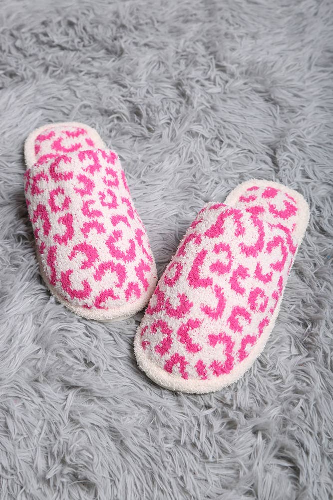 Hana - Leopard Print Fuzzy Microfiber Slipper: Coffee / SM