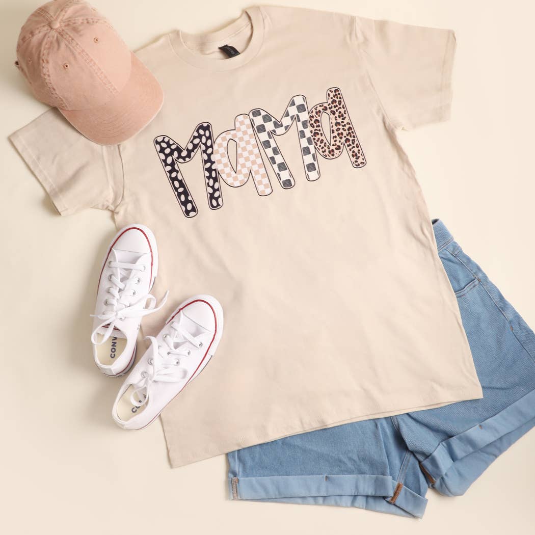 Fashion City - LEOPARD MAMA Mixed Pattern Graphic Heavy Cotton T-Shirt
: GRAVEL / L
