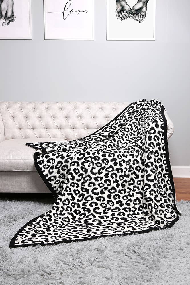 Hana - Luxury Soft Leopard Print Throw Blanket: Beige