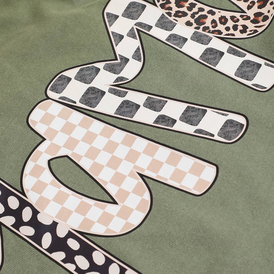 Fashion City - LEOPARD MAMA Mixed Pattern Graphic Heavy Cotton T-Shirt
: GRAVEL / L