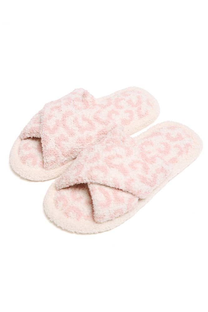 Hana - Leopard criss-cross slippers: Coffee / SM