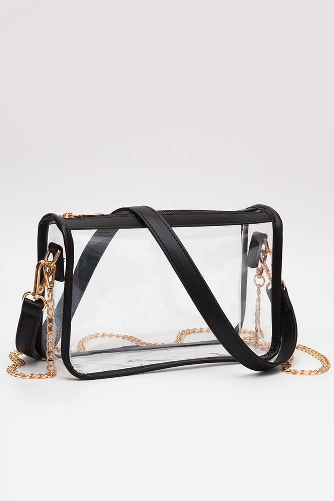Hana - Clear Rectangle Stadium Concert Crossbody Bag: Gold