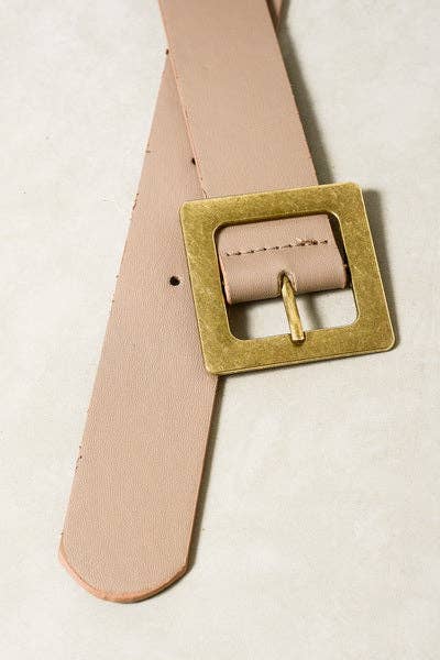 JOSSLYN by wall to wall - CLASSIC OVERSIZED SQUARE BUCKLE BELTS | 40BT604: TAUPE