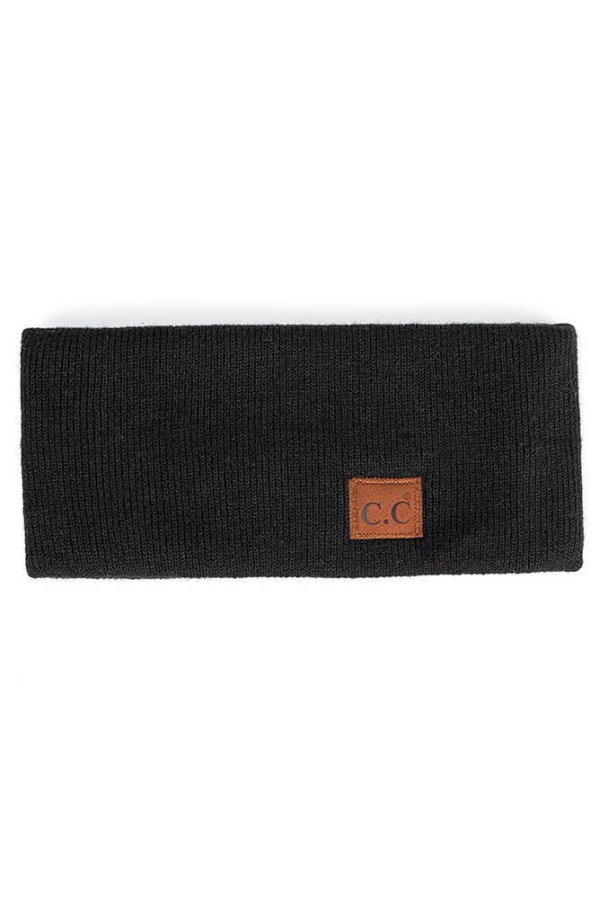 Hana - C.C Heather Knit Plain Head Wrap: Charcoal