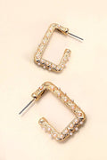 JOSSLYN by wall to wall - PEARL GOLD MIX RECTANGLE HOOP EARRINGS | 31E24892: Gold