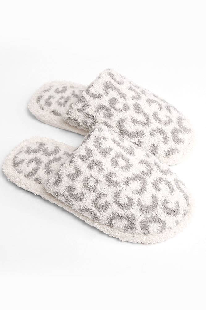 Hana - Leopard Print Fuzzy Microfiber Slipper: Coffee / SM