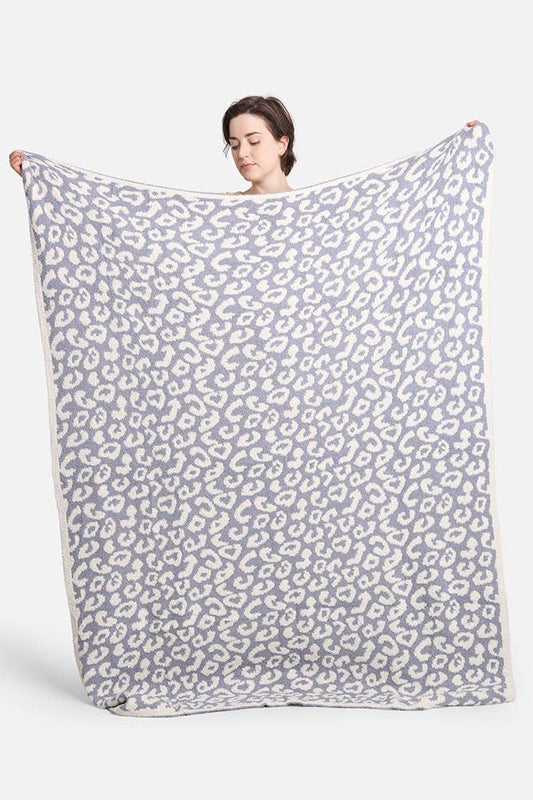 Luxury Soft Leopard Throw Blanket: Blue