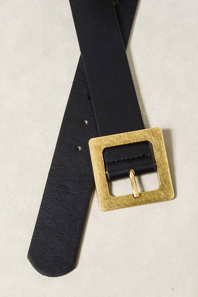 JOSSLYN by wall to wall - CLASSIC OVERSIZED SQUARE BUCKLE BELTS | 40BT604: BLACK