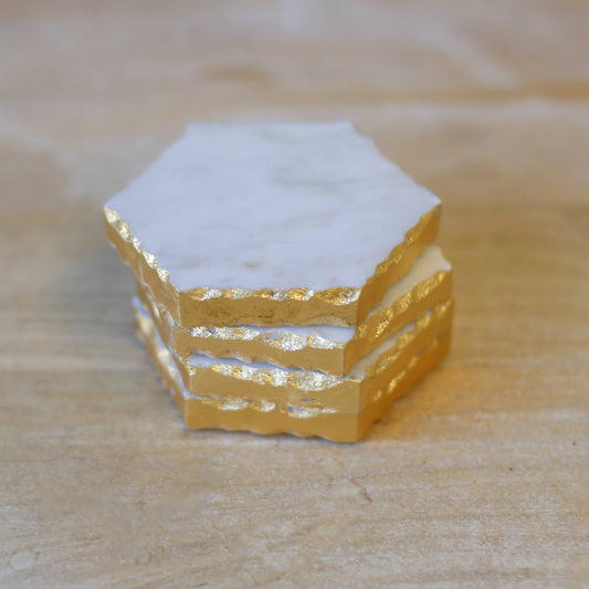 Vernazza Marble Coasters White/Gold Set of 4