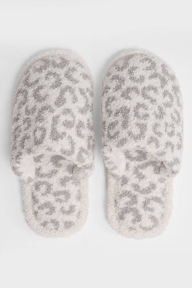 Hana - Leopard Print Fuzzy Microfiber Slipper: Coffee / SM