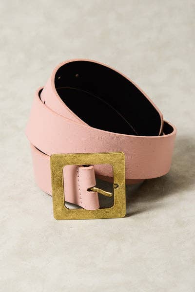JOSSLYN by wall to wall - CLASSIC OVERSIZED SQUARE BUCKLE BELTS | 40BT604: TAUPE