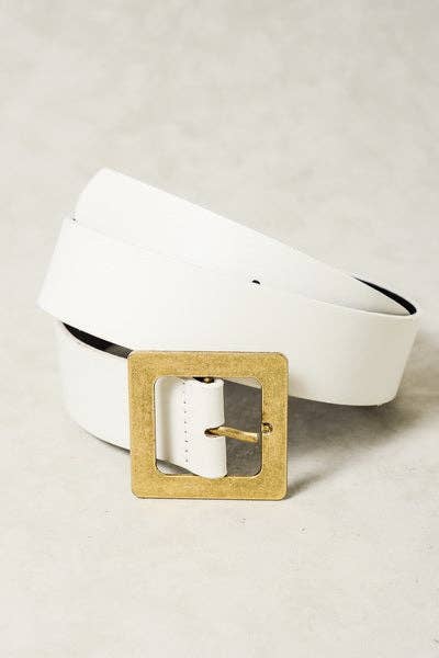JOSSLYN by wall to wall - CLASSIC OVERSIZED SQUARE BUCKLE BELTS | 40BT604: TAUPE