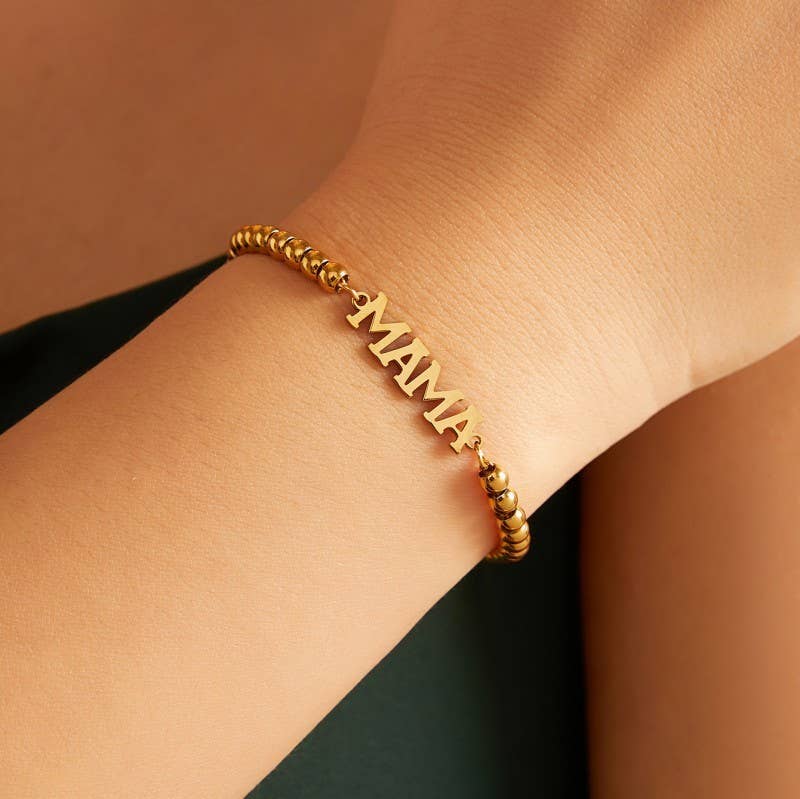 JOSSLYN by wall to wall - 18K STAINLESS STEEL TARNISH FREE MAMA BRACELET | 40B5244: Gold
