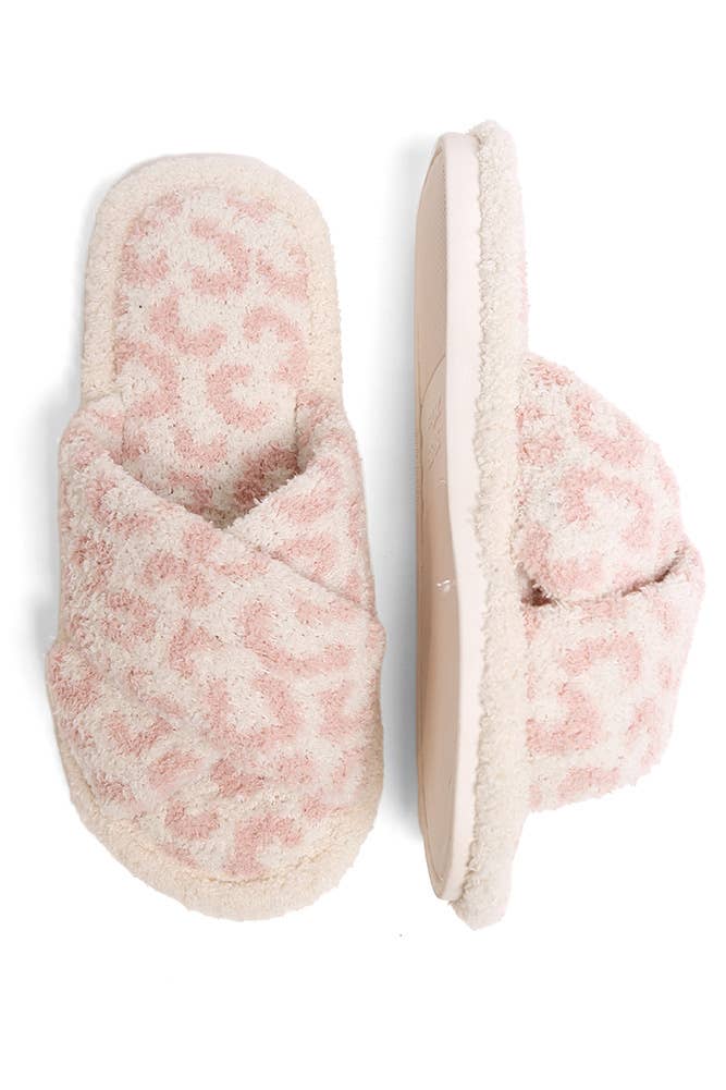 Hana - Leopard criss-cross slippers: Coffee / SM
