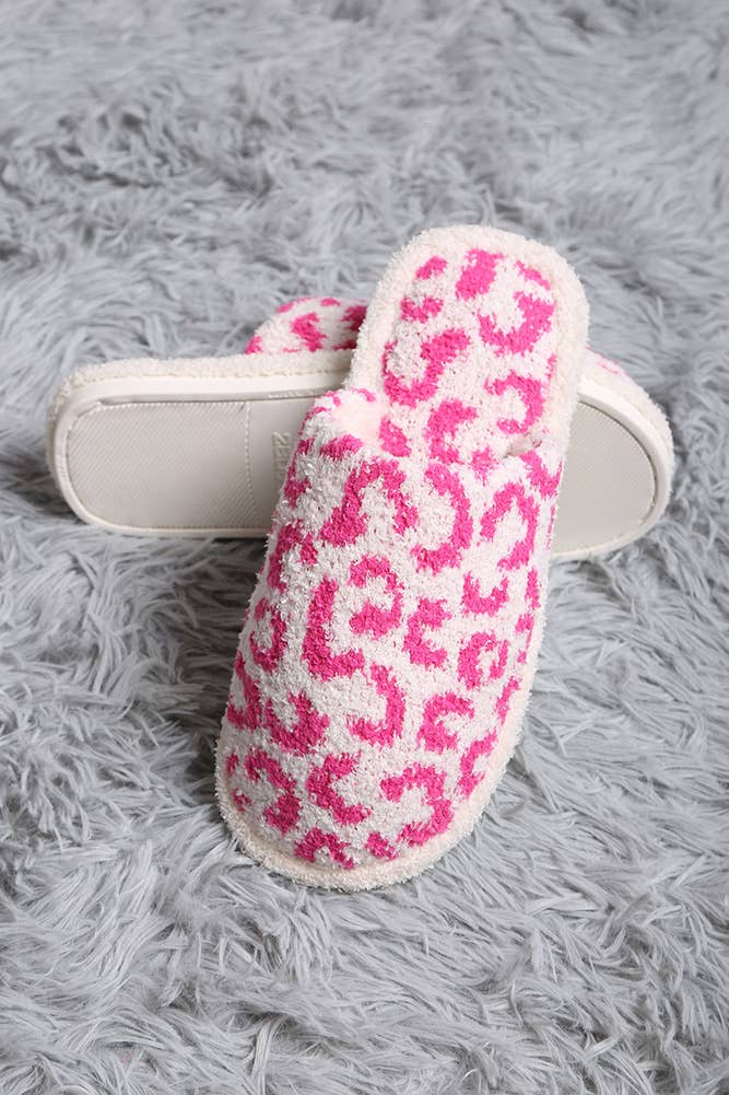 Hana - Leopard Print Fuzzy Microfiber Slipper: Coffee / SM