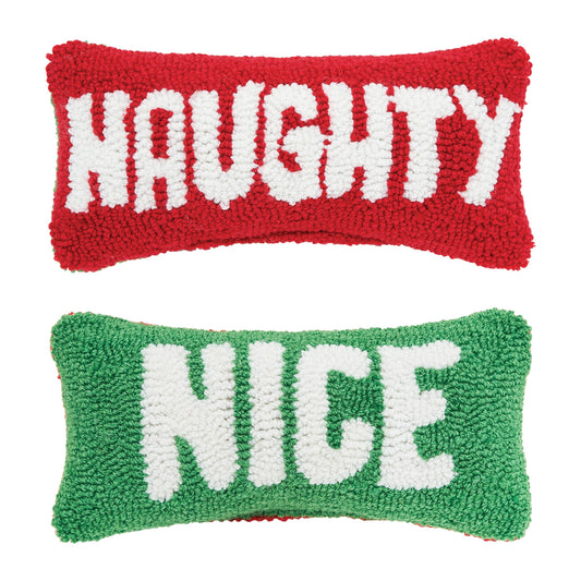 Christmas Naughty And Nice Reversible Throw Pillow