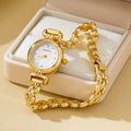 JOSSLYN by wall to wall - ROUND DIAL OVAL BAND BRACELET WATCH | 80W001: Gold-White