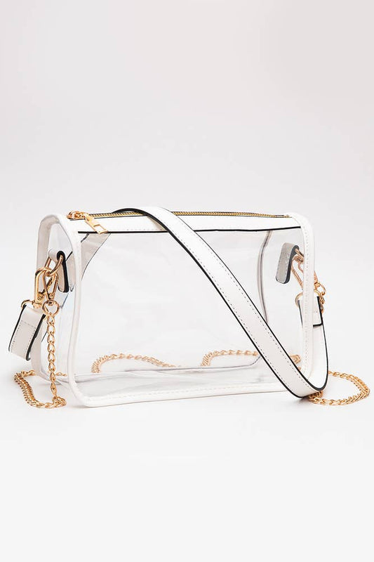 Clear Stadium Crossbody Bag: White