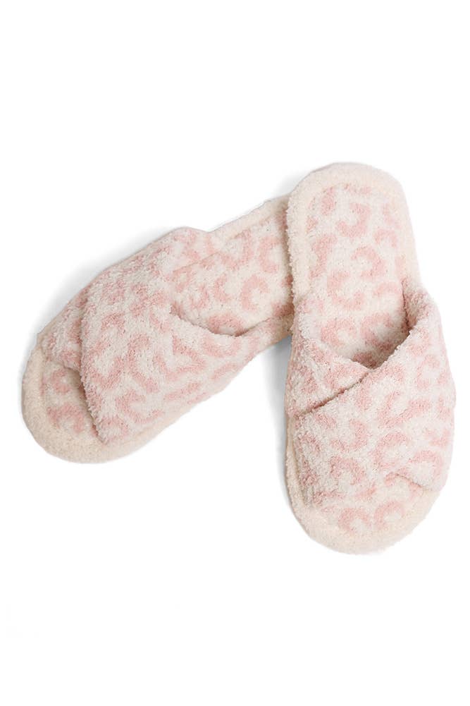 Hana - Leopard criss-cross slippers: Beige / SM