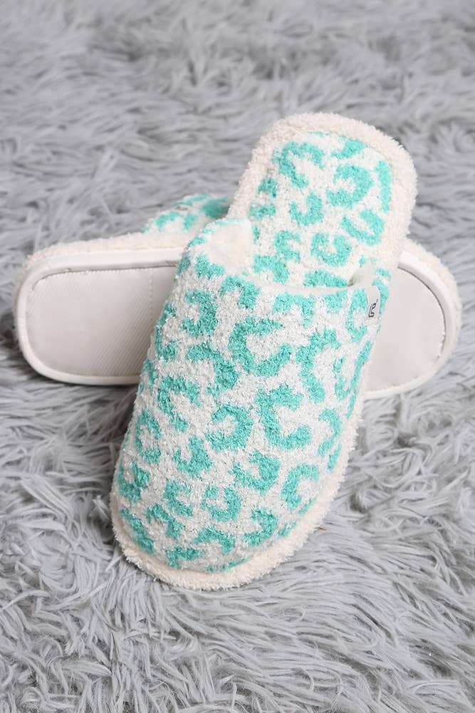 Hana - Leopard Print Fuzzy Microfiber Slipper: Beige / ML
