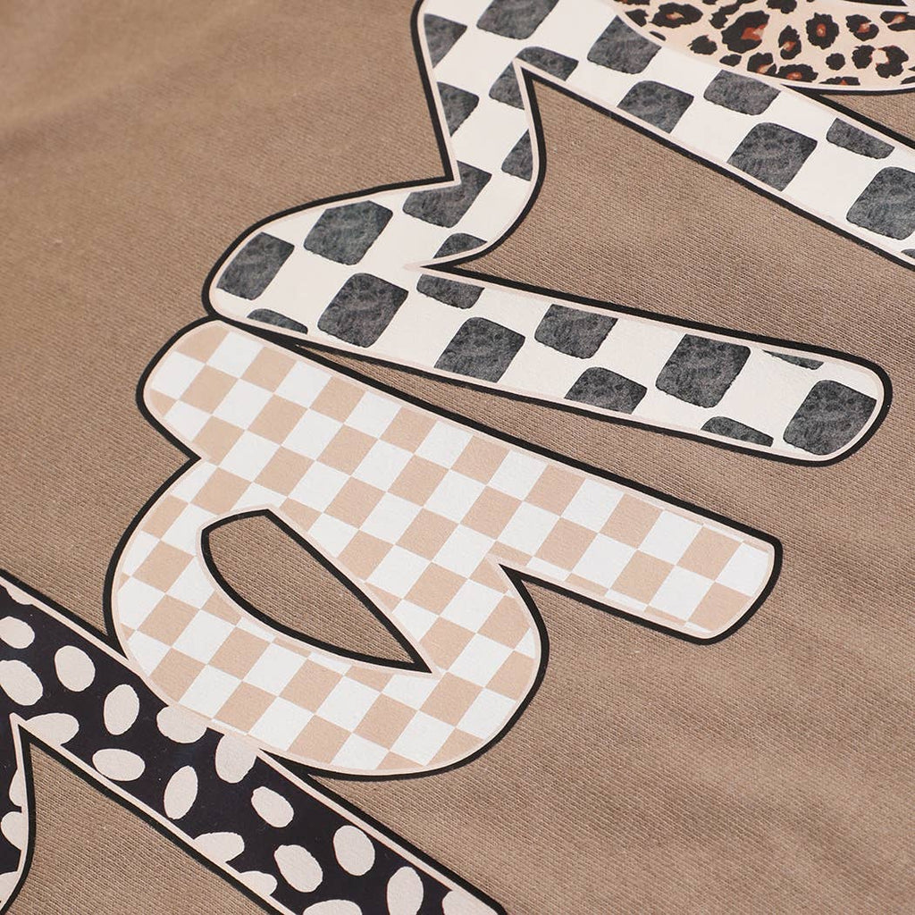 Fashion City - LEOPARD MAMA Mixed Pattern Graphic Heavy Cotton T-Shirt
: GRAVEL / L