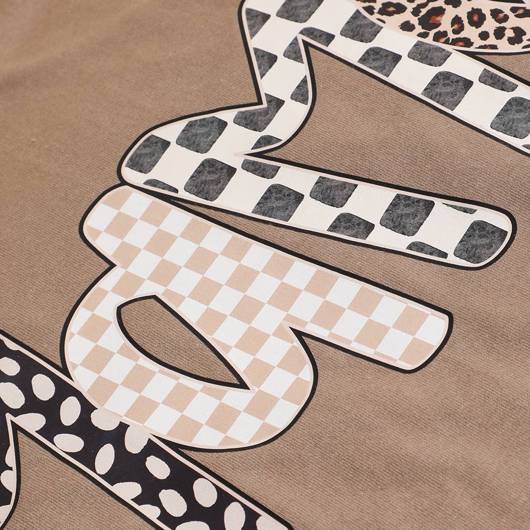 Fashion City - LEOPARD MAMA Mixed Pattern Graphic Heavy Cotton T-Shirt
: GRAVEL / L