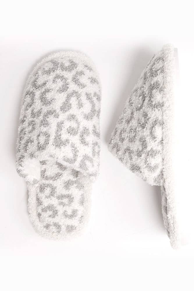 Hana - Leopard Print Fuzzy Microfiber Slipper: Coffee / SM