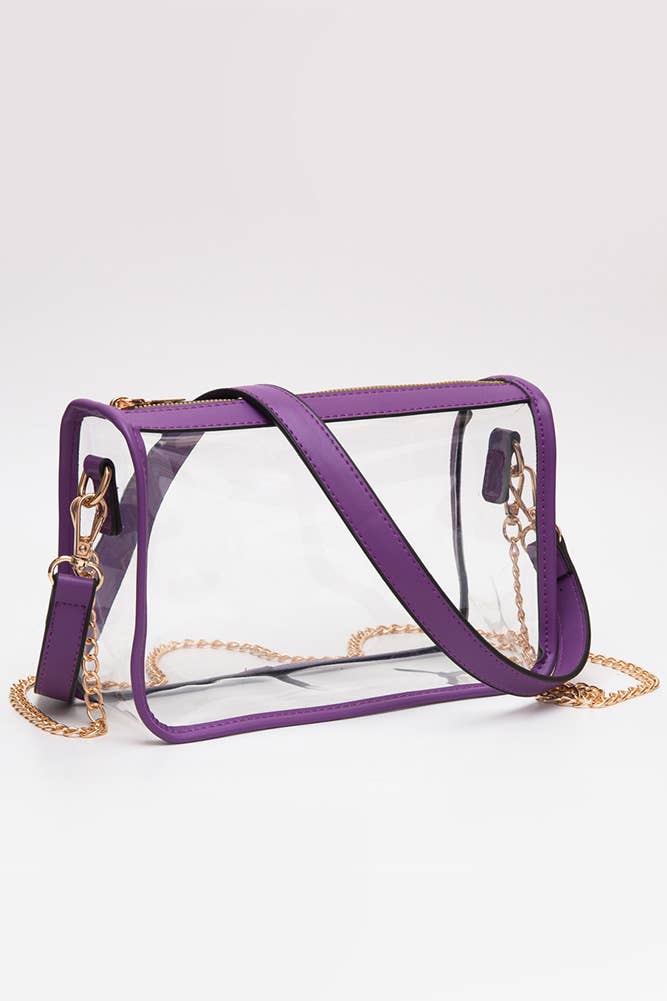 Hana - Clear Rectangle Stadium Concert Crossbody Bag: Purple