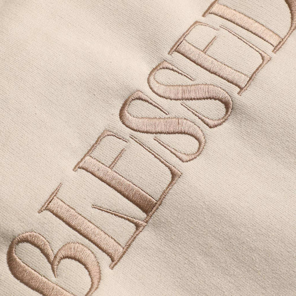 Fashion City - BLESSED Embroidered Fleece Heavyweight Sweatshirt: MILITARY GREEN / XL