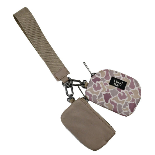 Camo/Beige Lulu Mac Double Pouch Wristlets