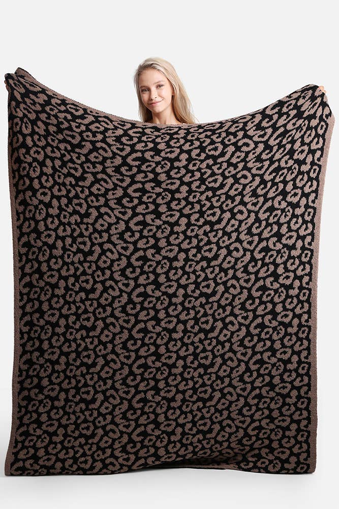 Hana - Luxury Soft Leopard Print Throw Blanket: Beige
