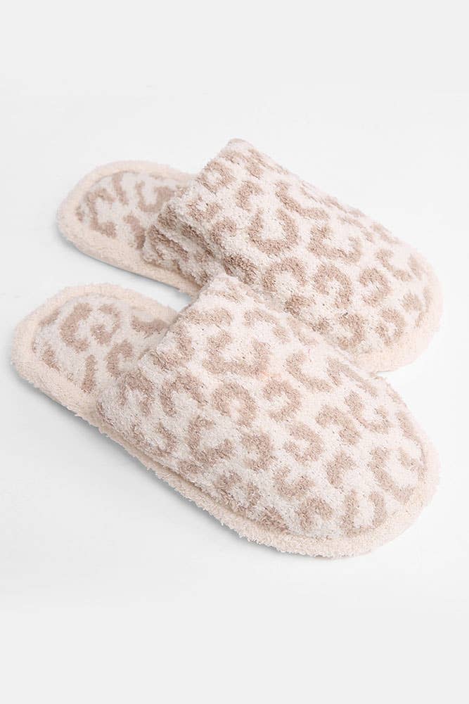Hana - Leopard Print Fuzzy Microfiber Slipper: Coffee / ML