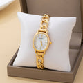 JOSSLYN by wall to wall - OVAL FACE LINK CHAIN BRACELET WATCH | 80W002: Gold-White