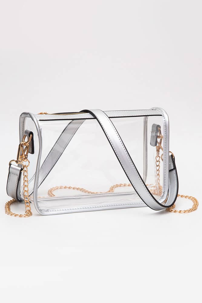 Hana - Clear Rectangle Stadium Concert Crossbody Bag: Gold