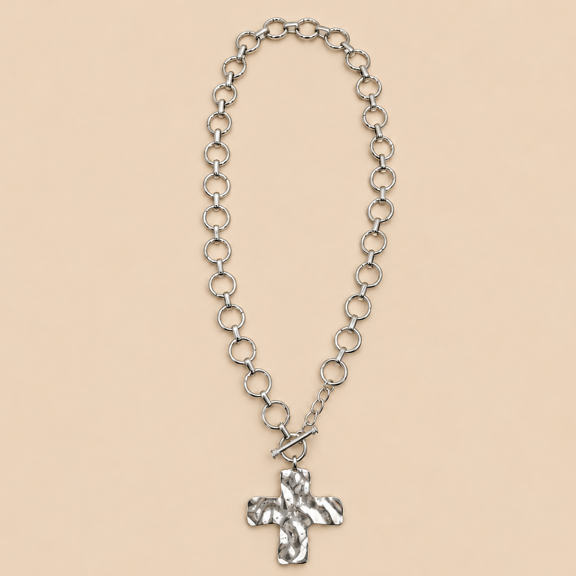 JOSSLYN by wall to wall - NOTABLE HAMMERED CROSS FRONT TOGGLE NECKLACE | 40NK9474: GOLD