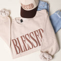 Fashion City - BLESSED PUFF Print MIDWEIGHT Sweatshirt: SAND / M