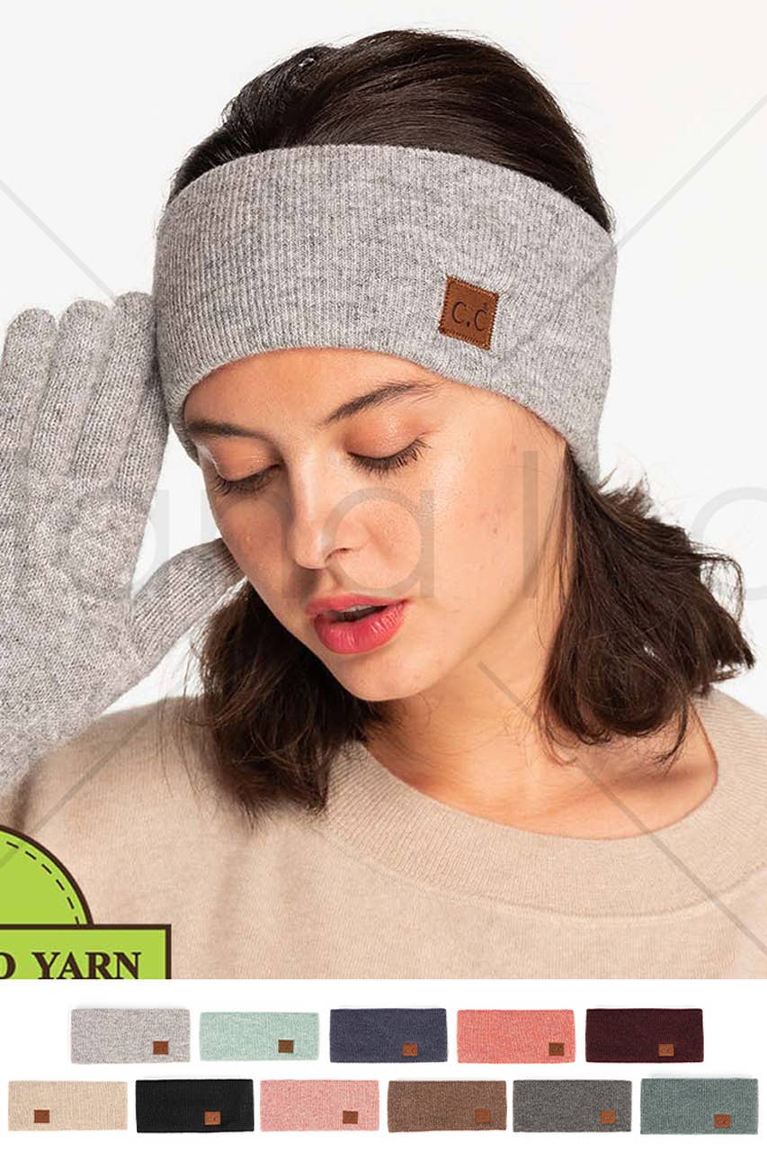 Hana - C.C Heather Knit Plain Head Wrap: Charcoal