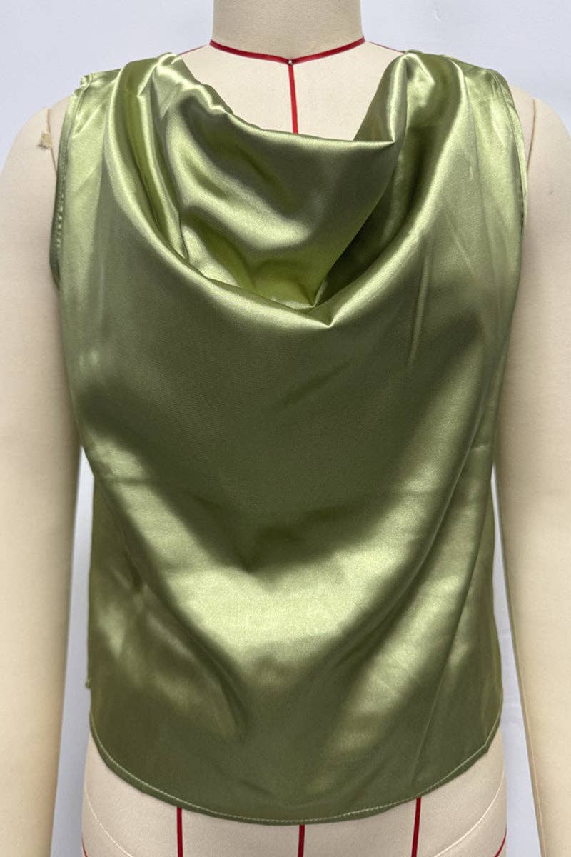 Soli Echo - Draped Sleeveless Tank Top: CHAMPAGNE / M