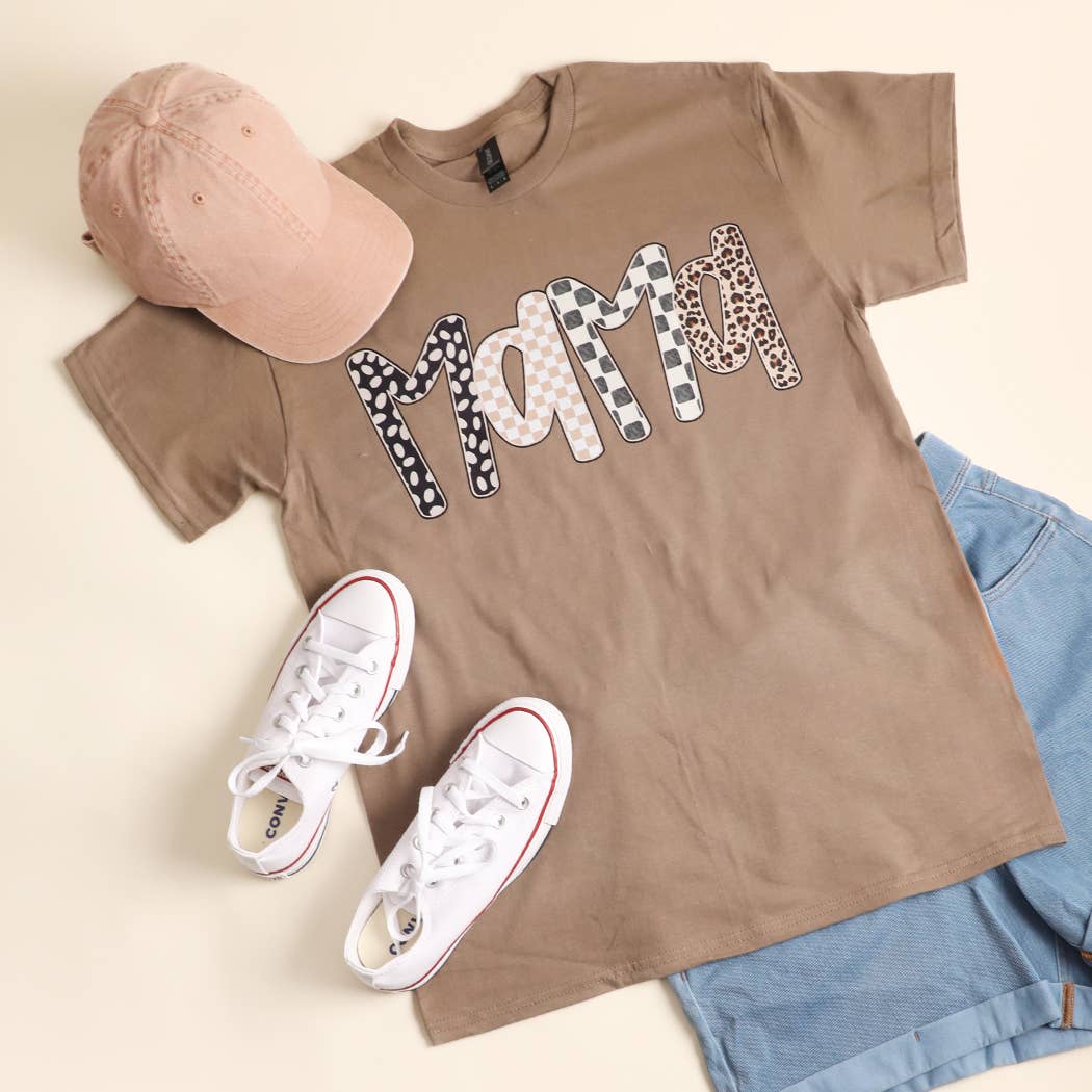 Fashion City - LEOPARD MAMA Mixed Pattern Graphic Heavy Cotton T-Shirt
: GRAVEL / L