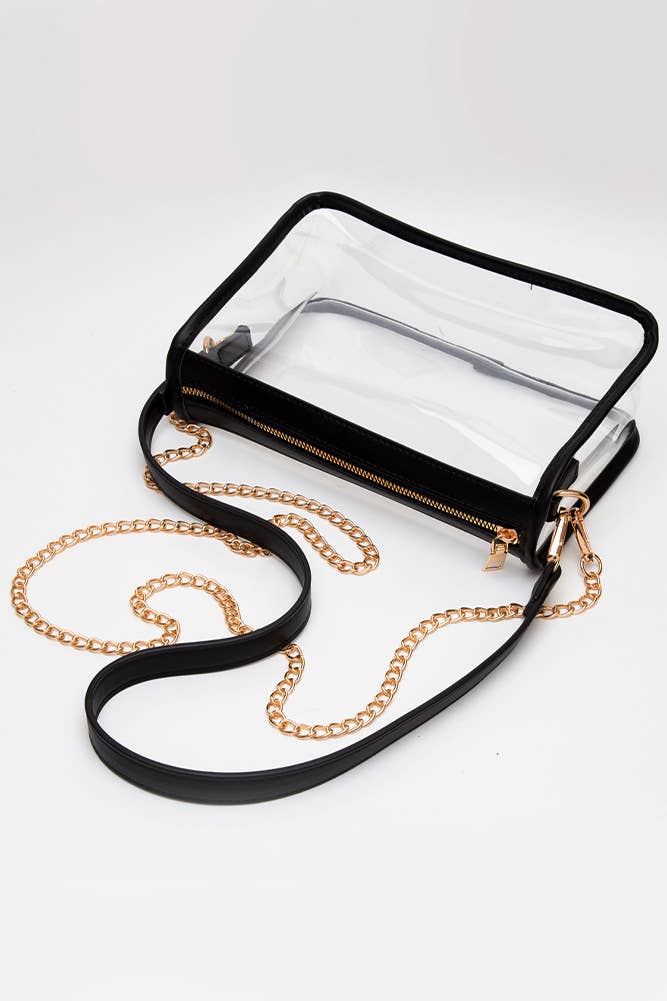 Hana - Clear Rectangle Stadium Concert Crossbody Bag: Gold