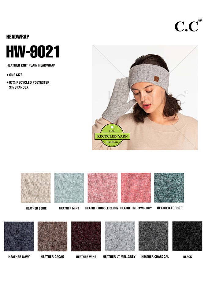 Hana - C.C Heather Knit Plain Head Wrap: Beige