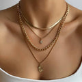 JOSSLYN by wall to wall - DOUBLE CHARM MULTI LAYER NECKLACE | 40NK9609: GOLD