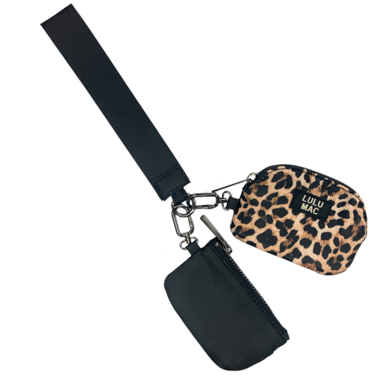 Black/Leopard Lulu Mac Double Pouch Wristlets
