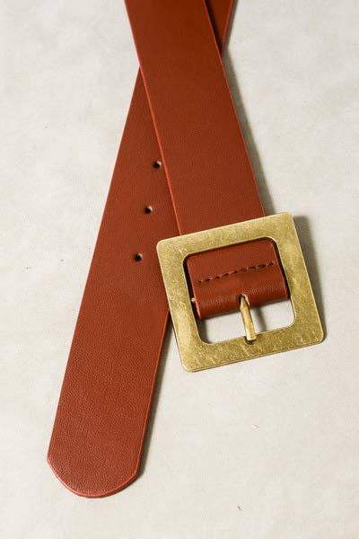 JOSSLYN by wall to wall - CLASSIC OVERSIZED SQUARE BUCKLE BELTS | 40BT604: BLACK