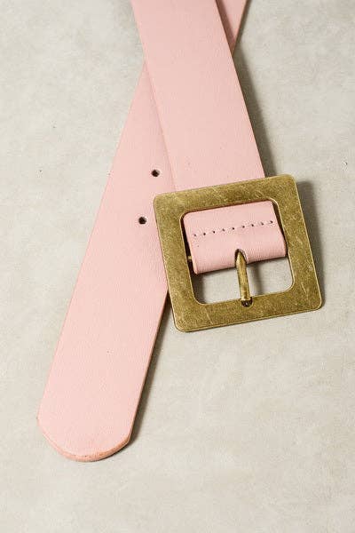 JOSSLYN by wall to wall - CLASSIC OVERSIZED SQUARE BUCKLE BELTS | 40BT604: TAUPE