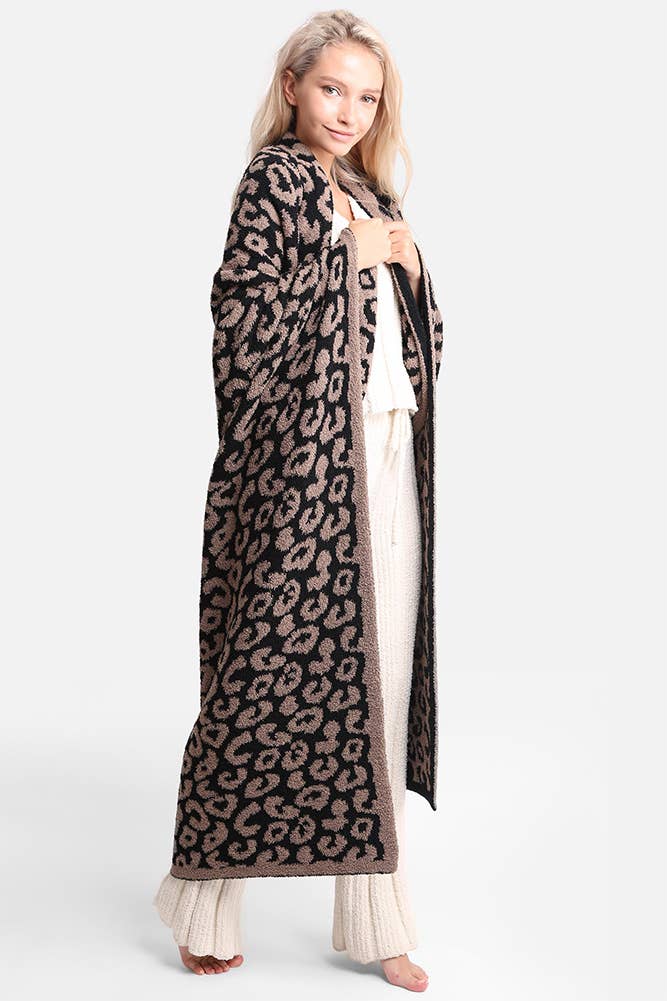 Hana - Luxury Soft Leopard Print Throw Blanket: Beige
