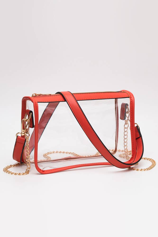 Hana - Clear Rectangle Stadium Concert Crossbody Bag: Gold